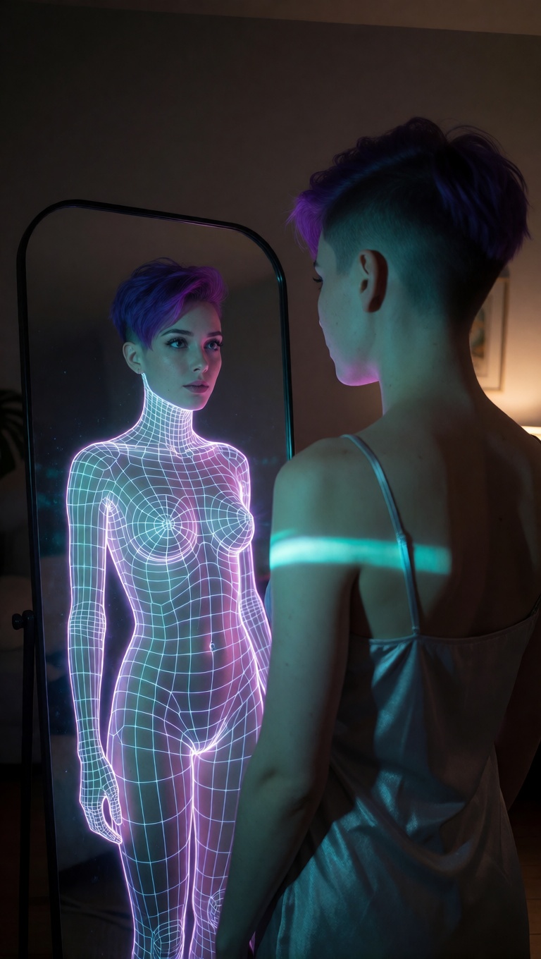 Violet Undercut Holographic Mirror