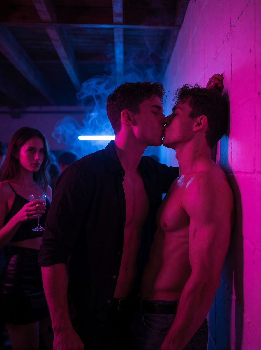 Best ai bisexual man kisses man photorealistic