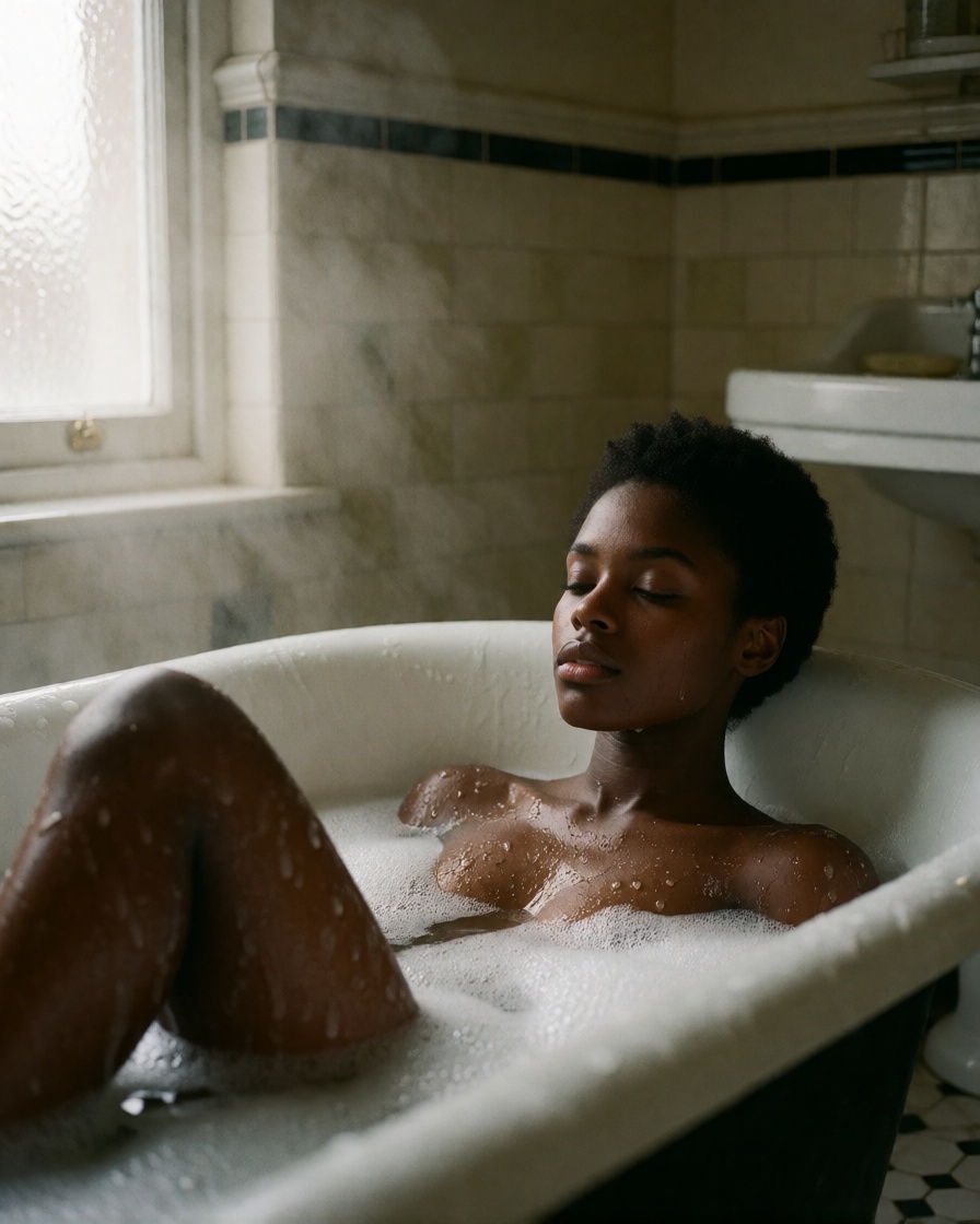 Uncensored ai british black woman in claw foot bath ultra realistic