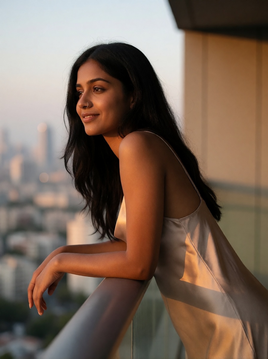 Indian Woman Balcony Fashion