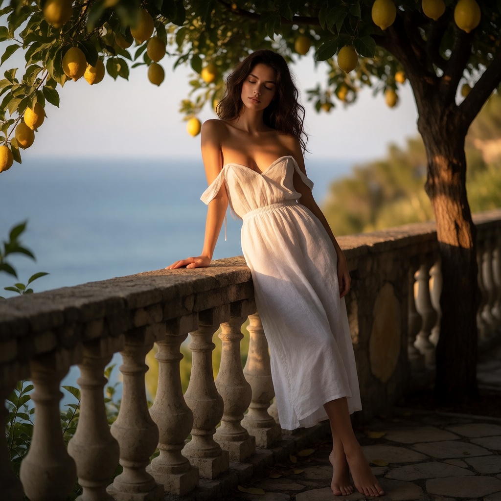 Nsfw ai italian woman amalfi terrace ultra realistic