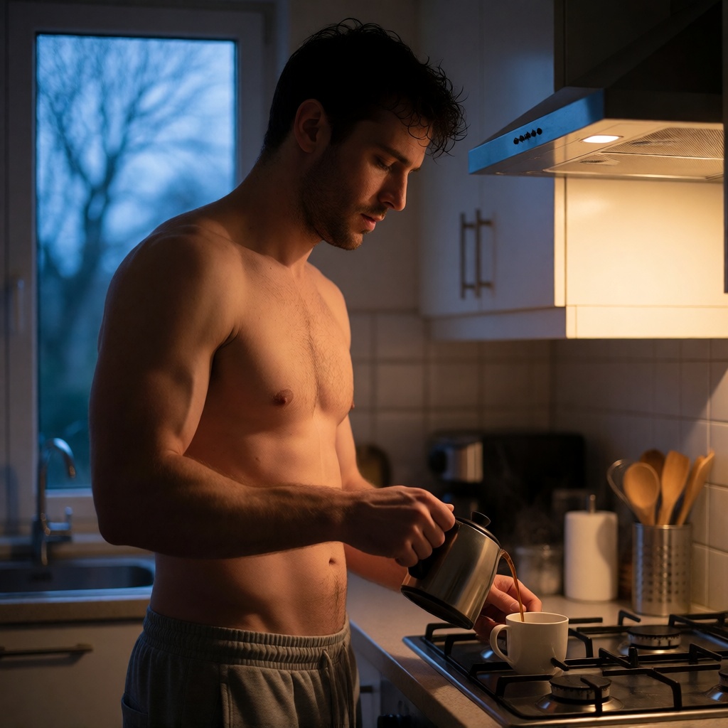 Free ai solo domestic man pouring coffee 4k