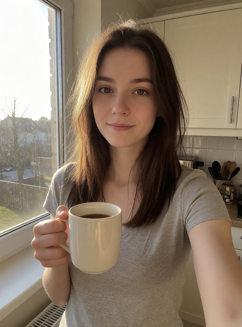 Caucasian Woman Morning Coffee