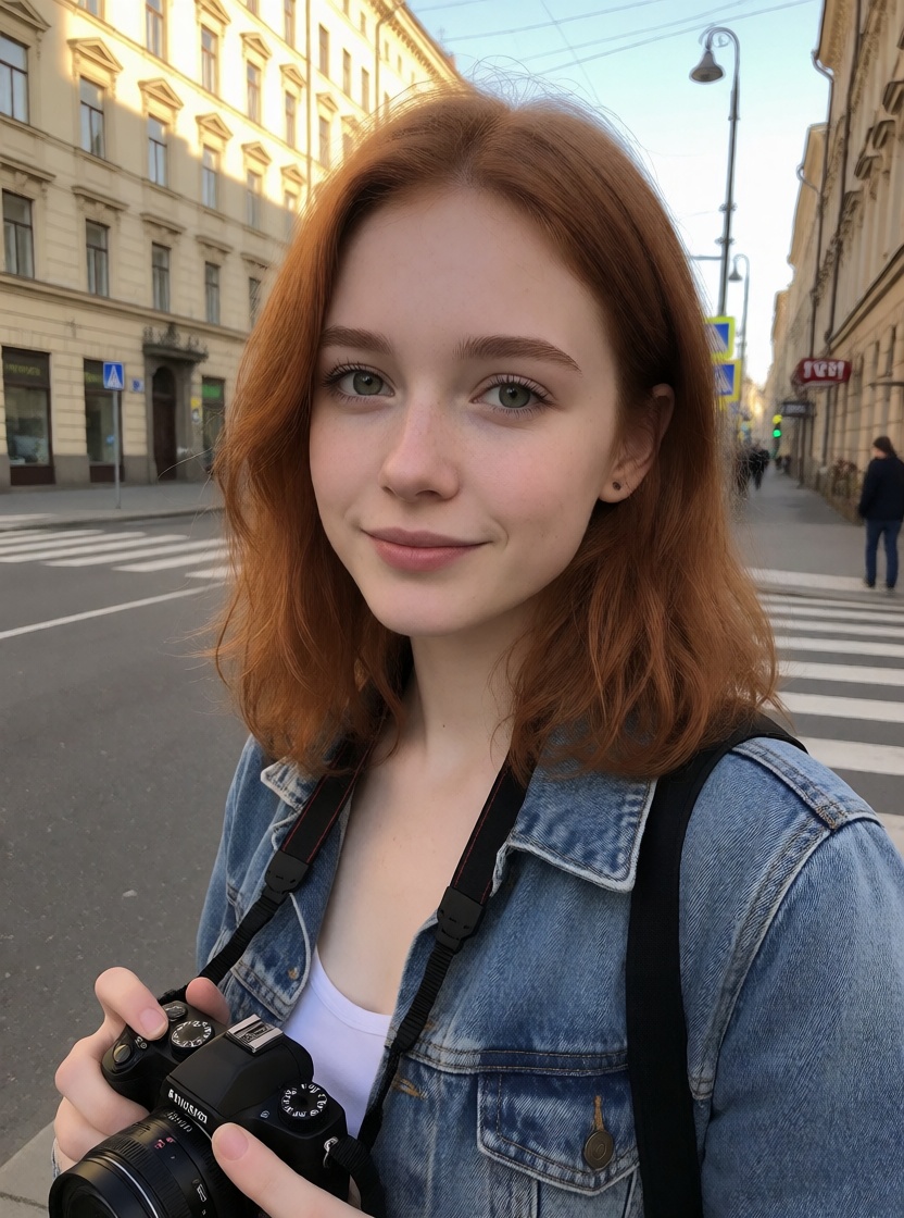 Ai generated redhead street portrait morning light 4k