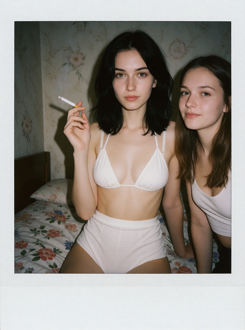 Caucasian Woman Lingerie Polaroid