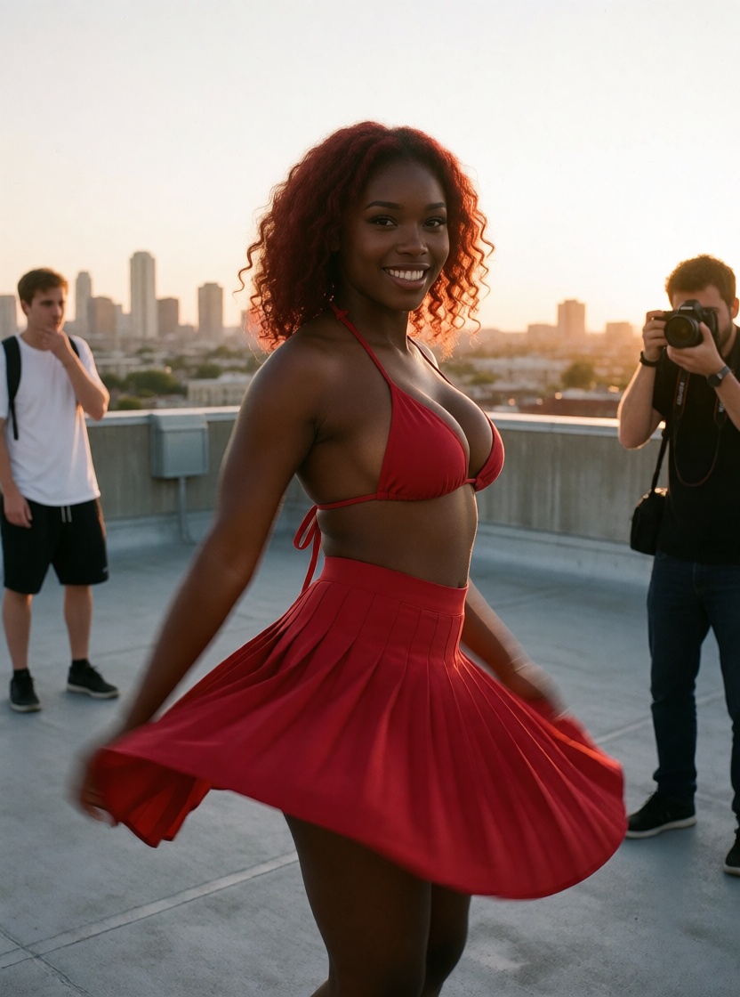 Ai porn ebony black woman spinning rooftop portrait