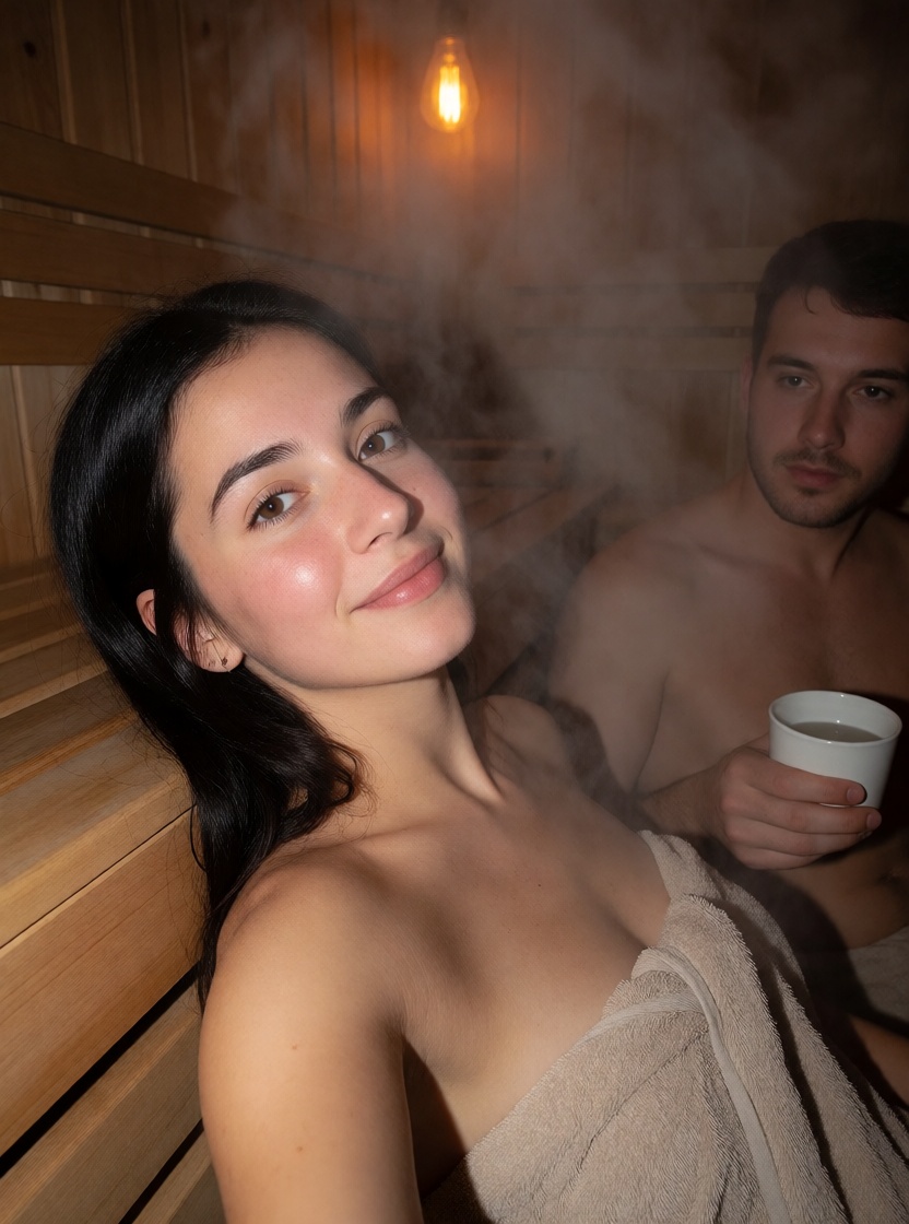 Ai nude arab woman sauna steam no filter