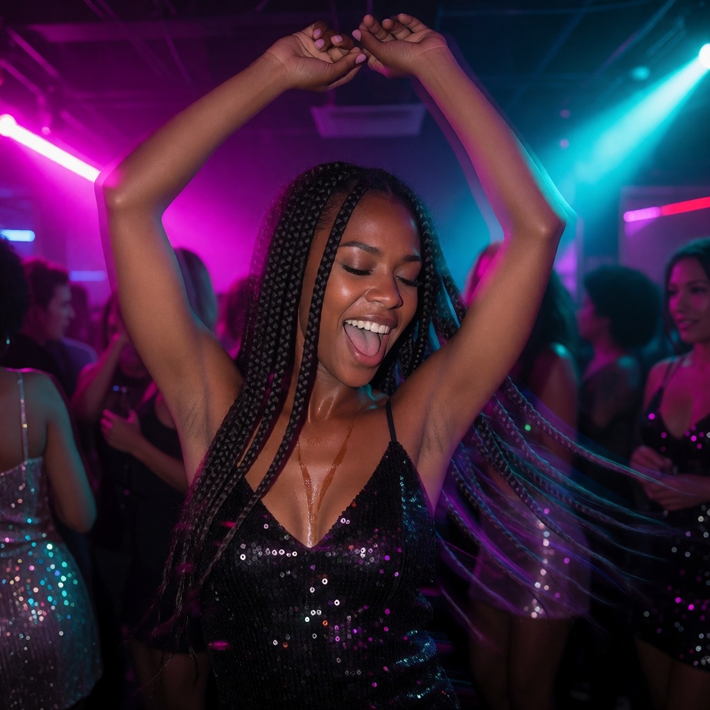 Ai nude ebony black woman club dance portrait