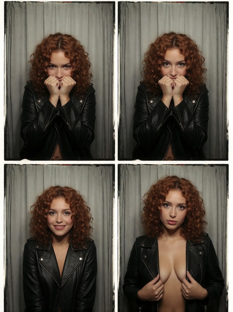 Realistic ai brazilian woman photo booth strip ultra realistic