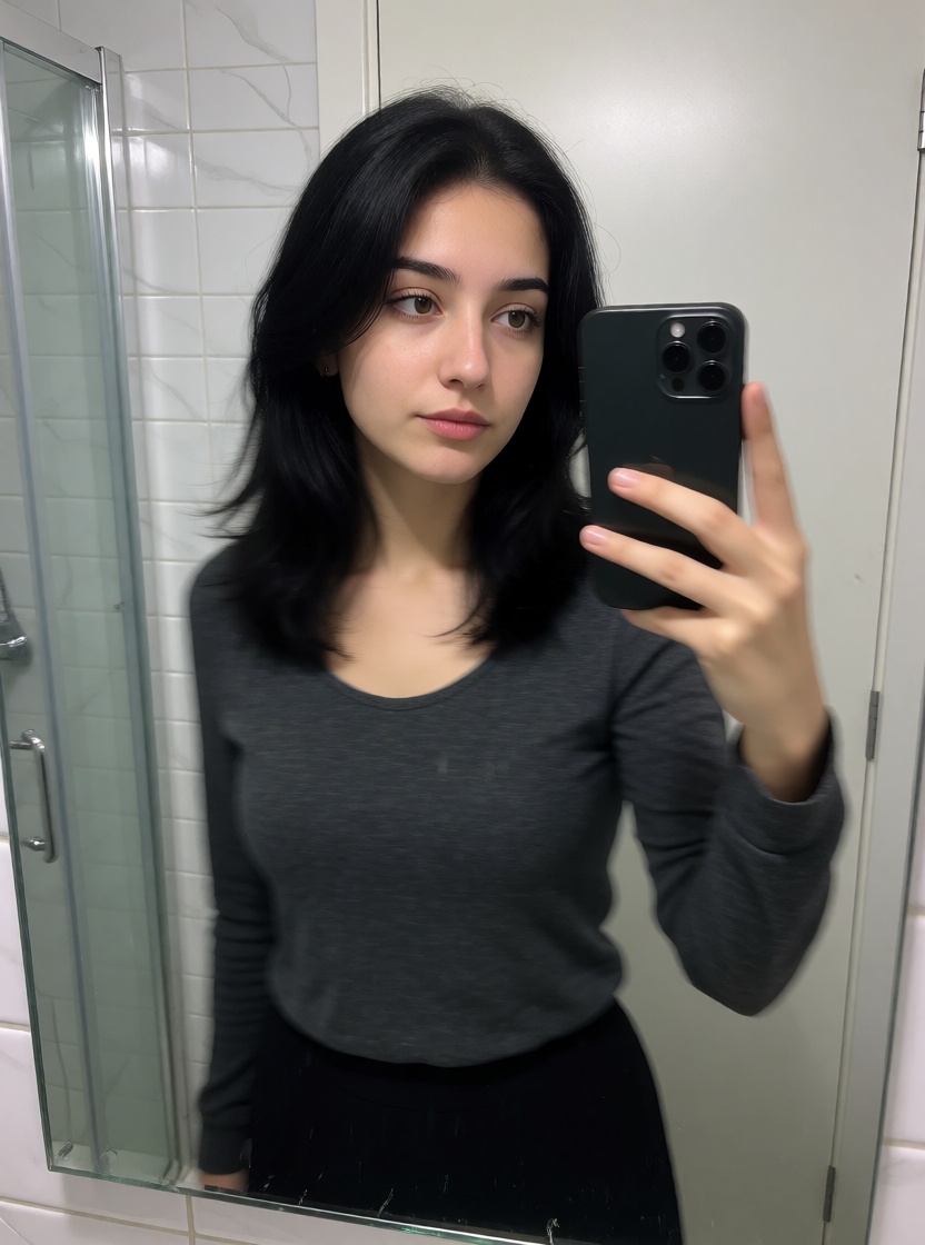 Nsfw ai arab woman bathroom mirror selfie full body shot