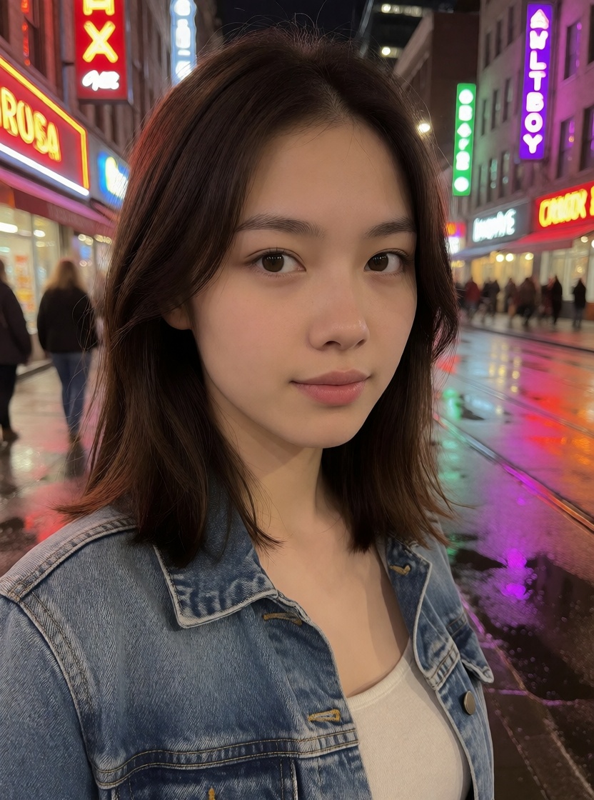 Best ai asian woman neon city street photorealistic