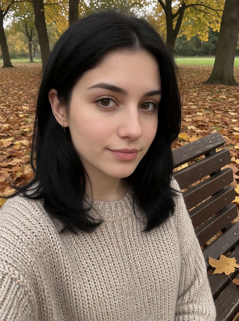 Best ai arab woman autumn park bench full body shot