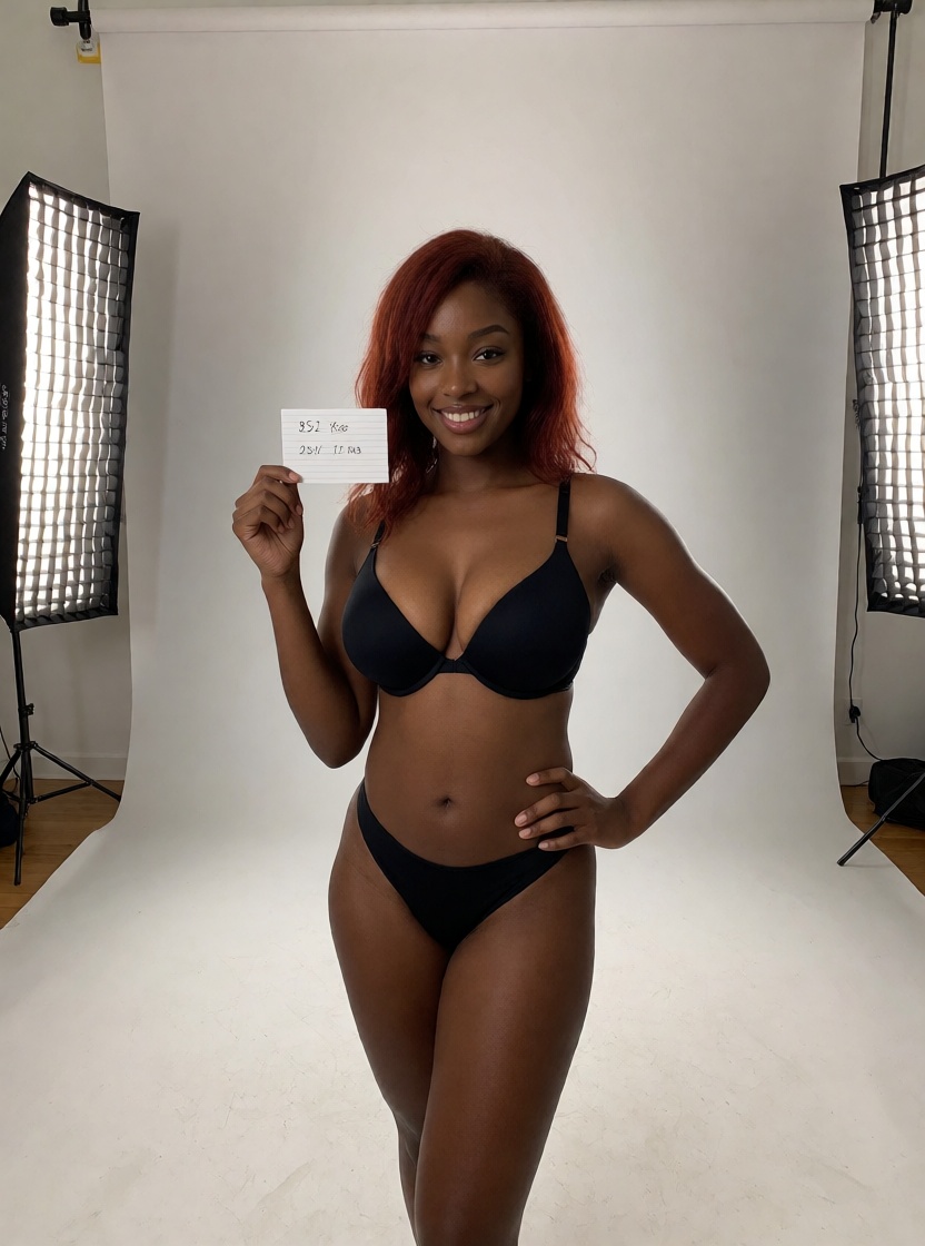 Hyperrealistic ai young adult black woman black lingerie