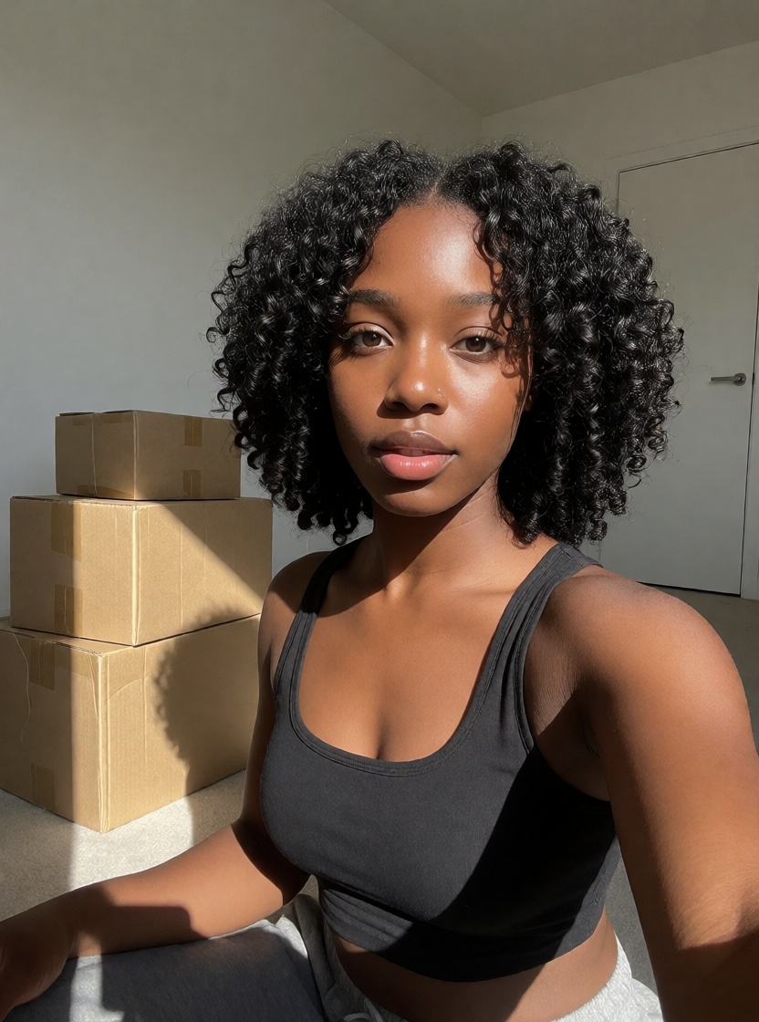Best ai black woman sitting on floor 4k