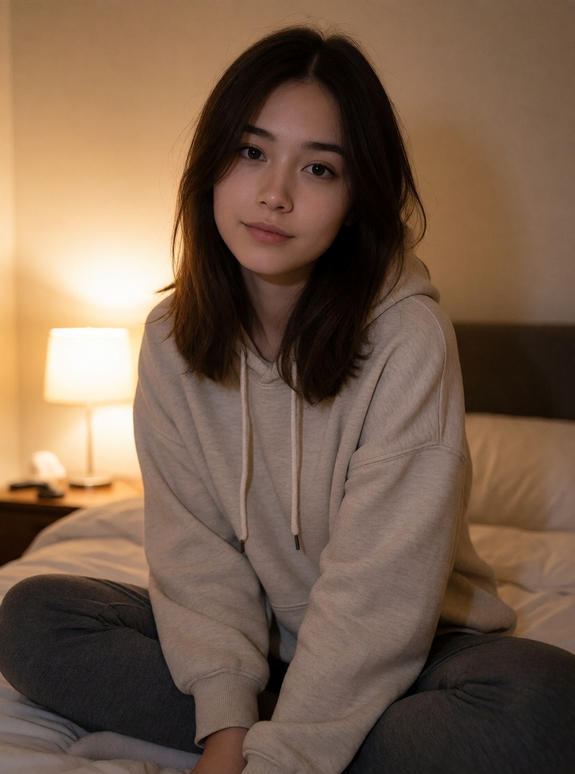Nsfw ai asian woman cozy bedroom night close up