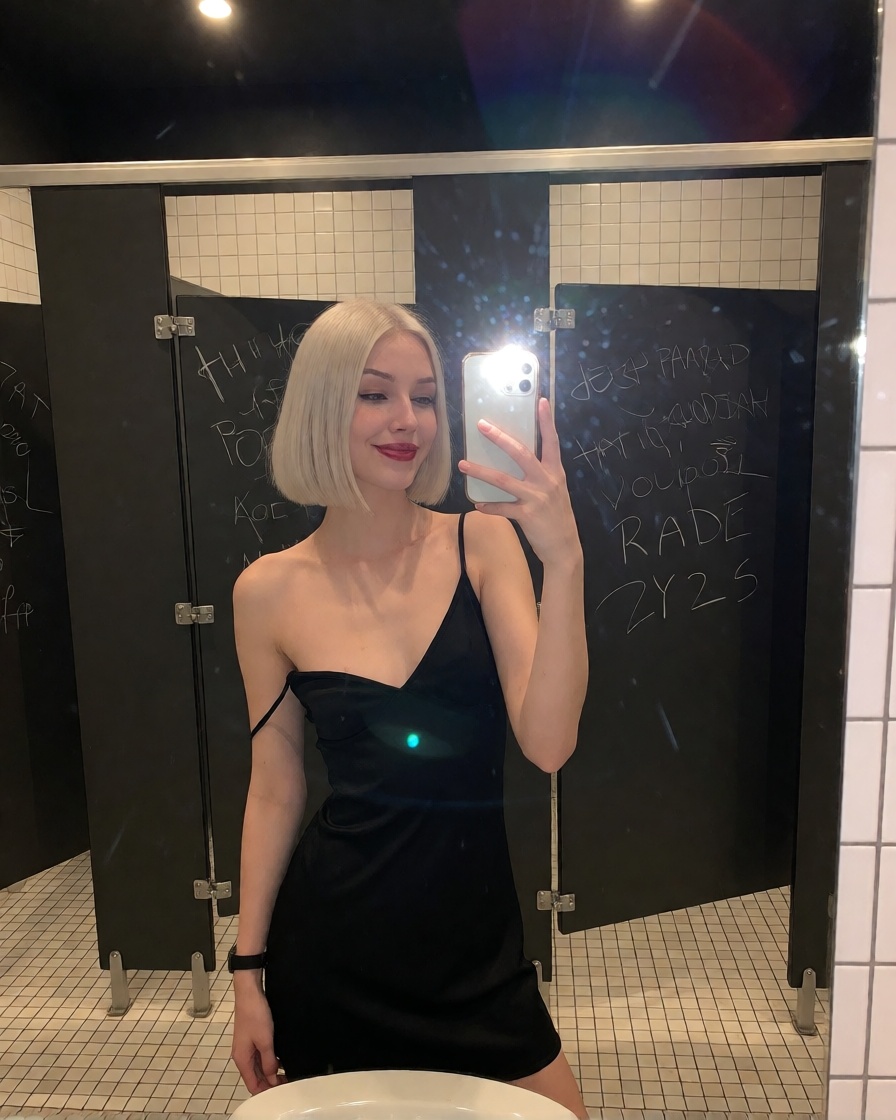 AI polish Woman Club Bathroom Selfie