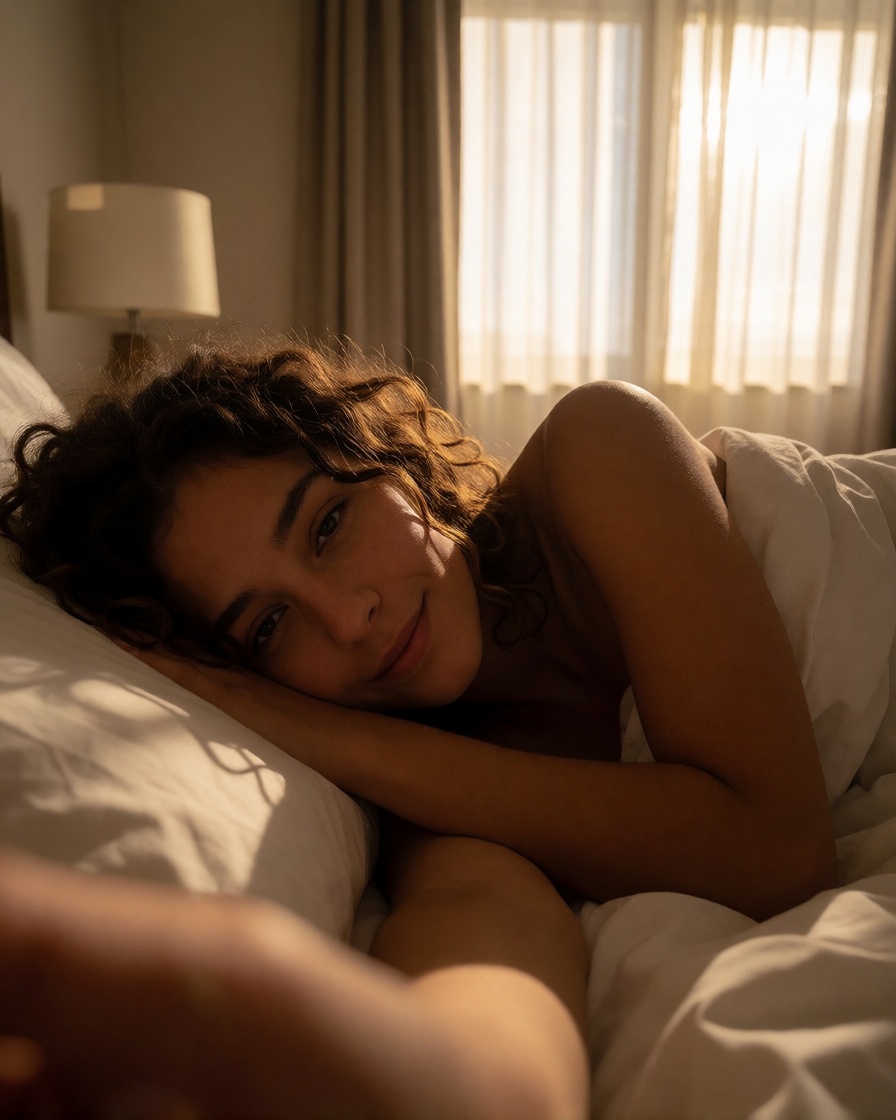 Ai art pov waking up with colombian woman portrait
