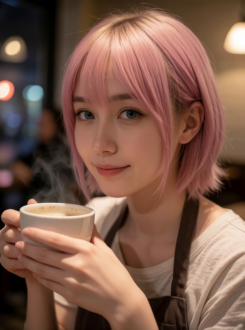 Free ai asian woman cafe portrait ultra realistic