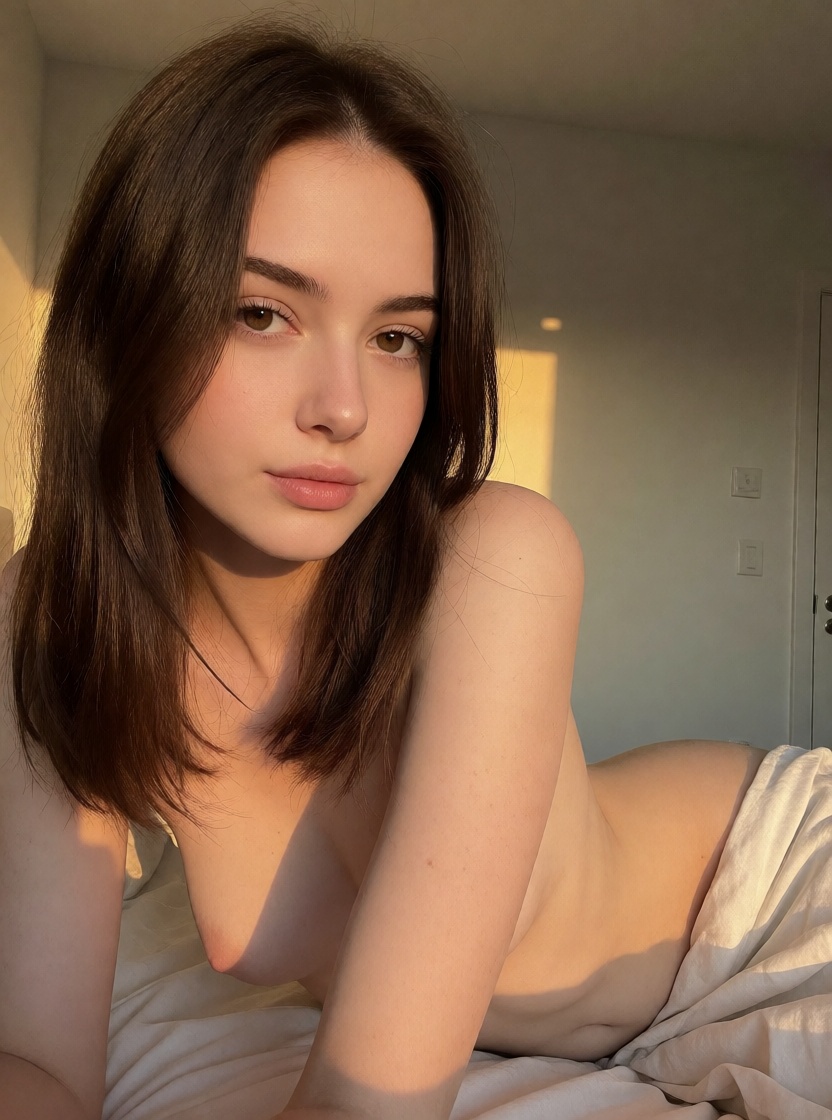 Ai art caucasian woman lying on bed hd photo