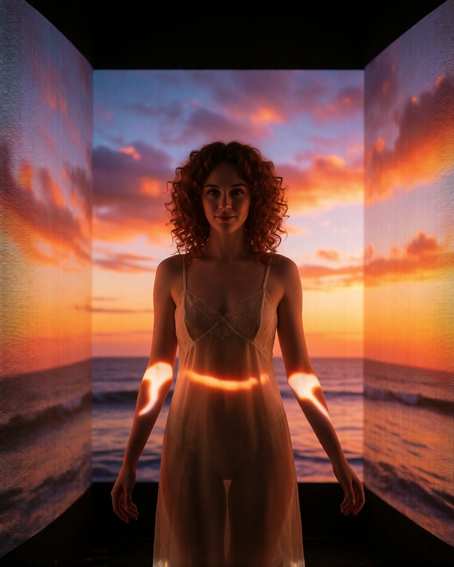 Ai art redhead copper curl led stage no filter