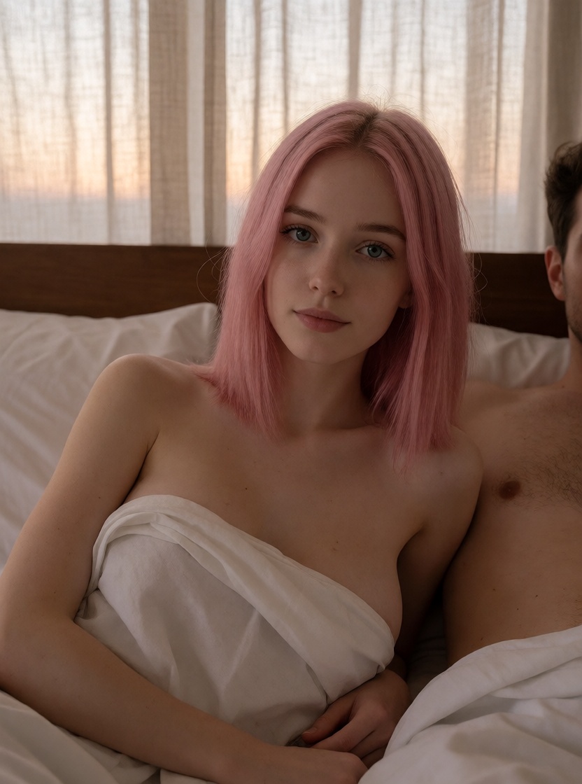 Nsfw ai romantic morning bed intimacy photorealistic