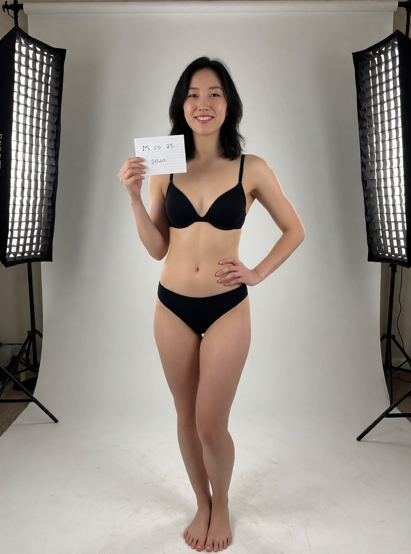 Realistic ai asian woman black lingerie portrait ultra realistic
