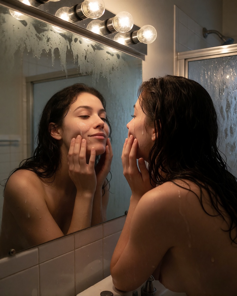 Ai generated colombian woman bathroom cumshot 4k