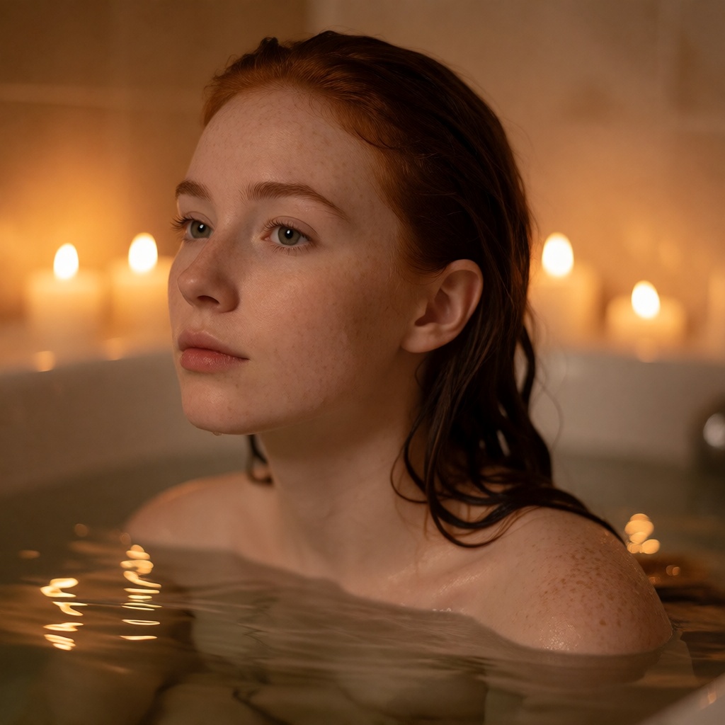 Ai nude redhead freckles bath photorealistic