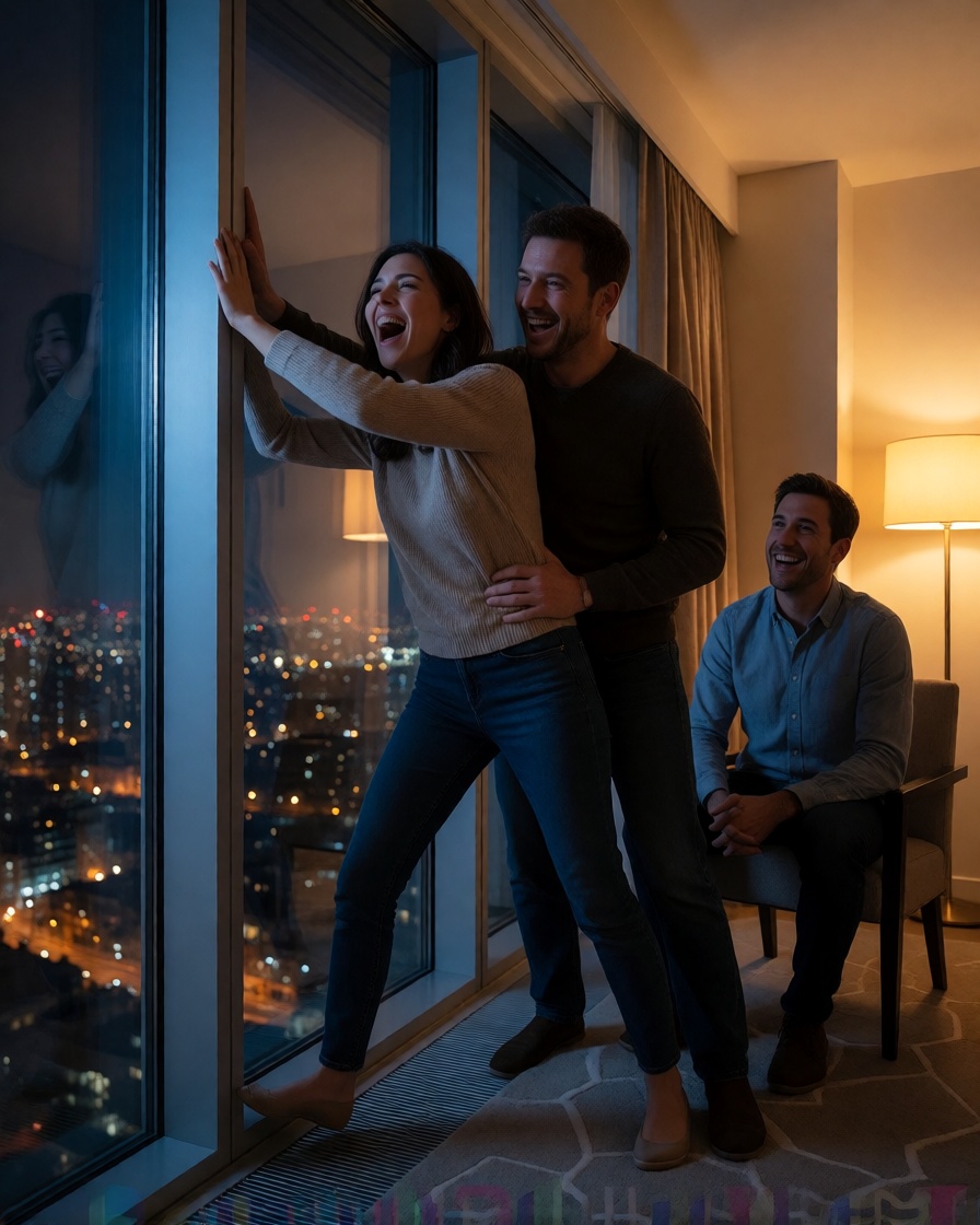 Free ai penthouse threesome glass view photorealistic