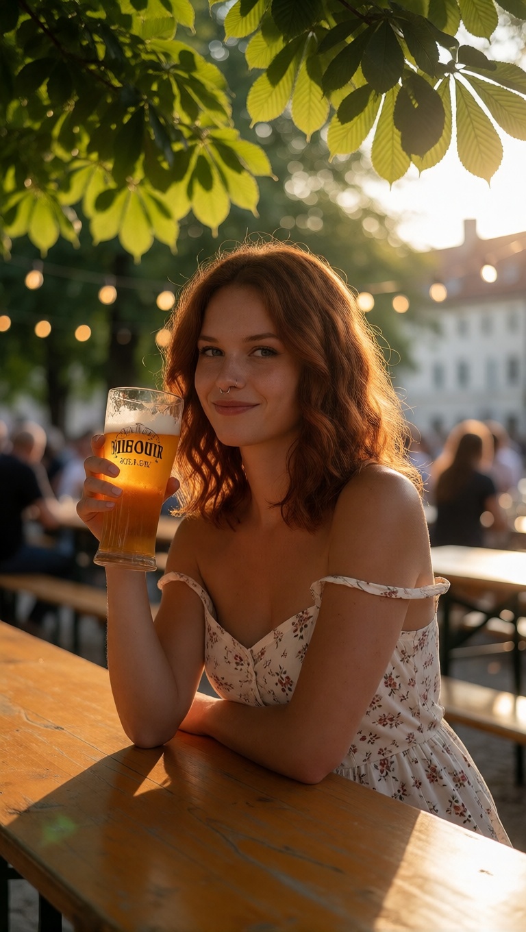 Ai porn redhead copper woman munich beer garden close up