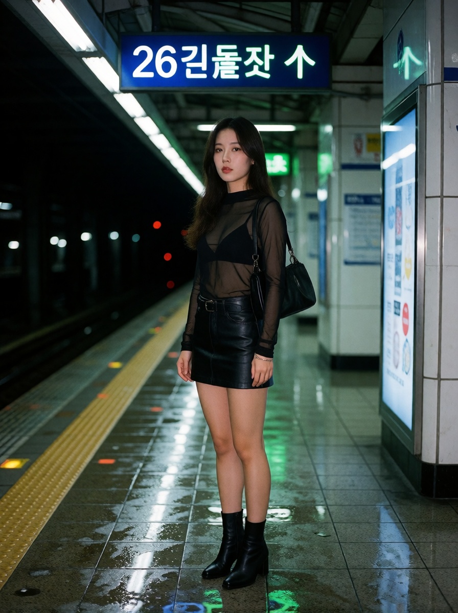 Ai nude korean woman sheer top subway 4k