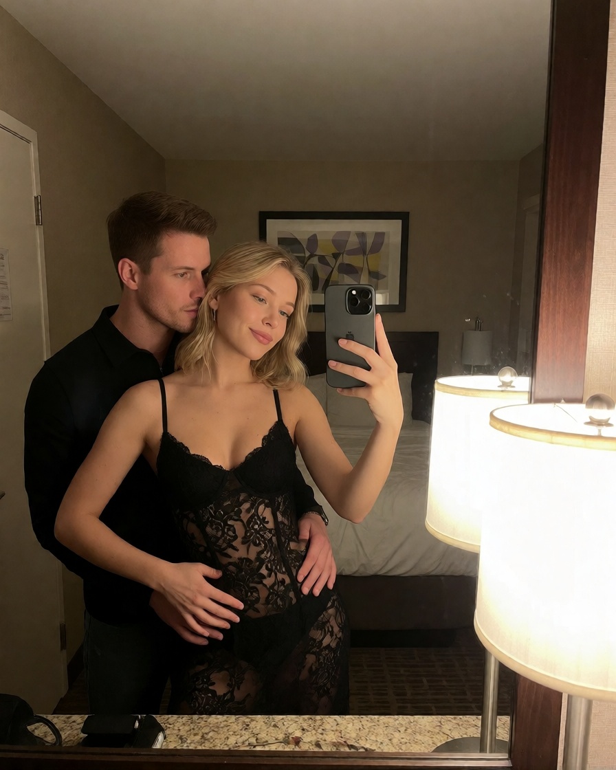 Best ai blonde hotel mirror phone selfie full body shot