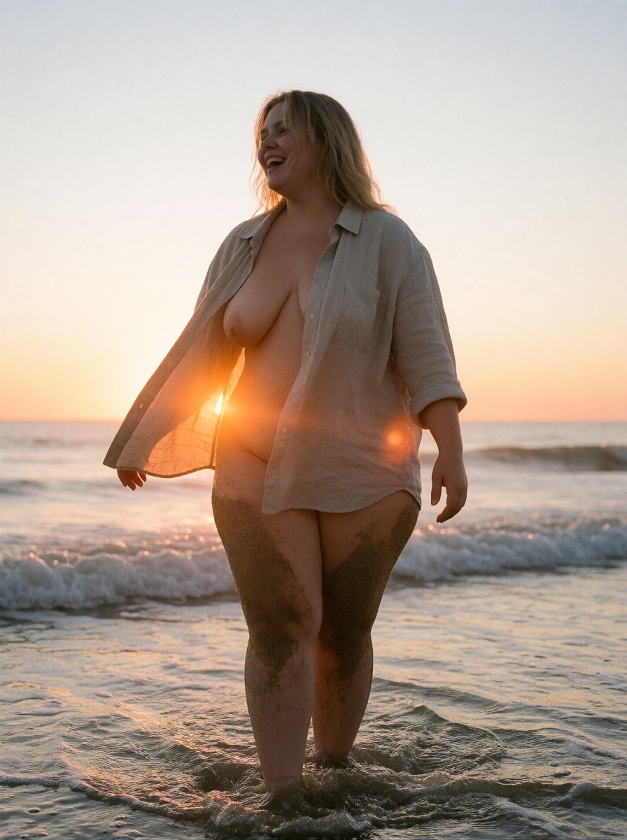Free ai bbw blonde nude beach sunset high detail
