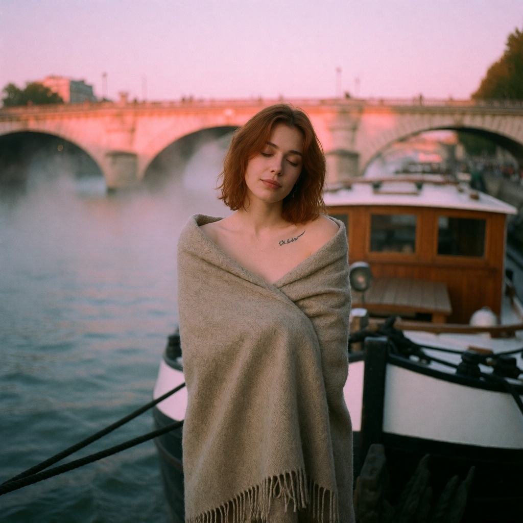 Ai porn redhead on houseboat deck photorealistic