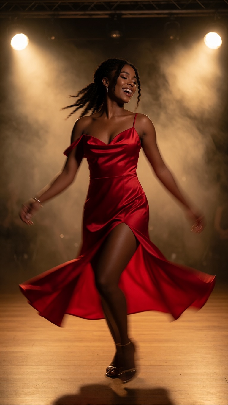 Ai art latina cuban woman red dress spin high detail