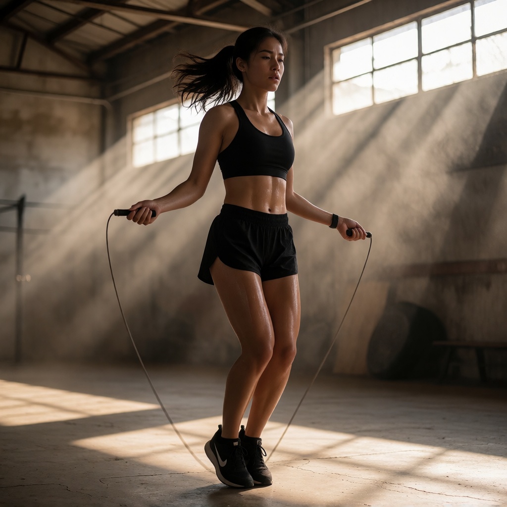 AI athletic Filipina Jump Rope Gym