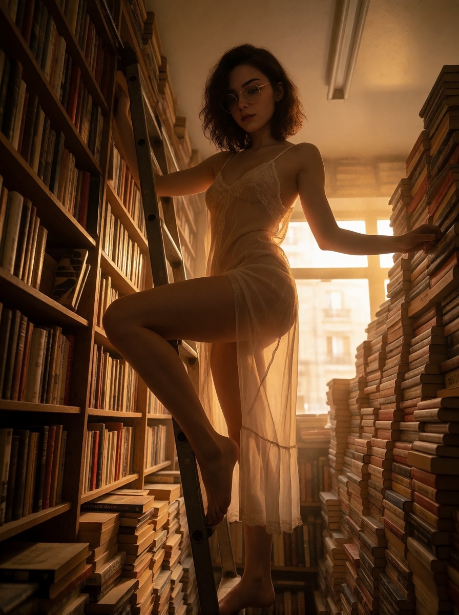 Best ai solo bookshop ladder slit dress hd photo