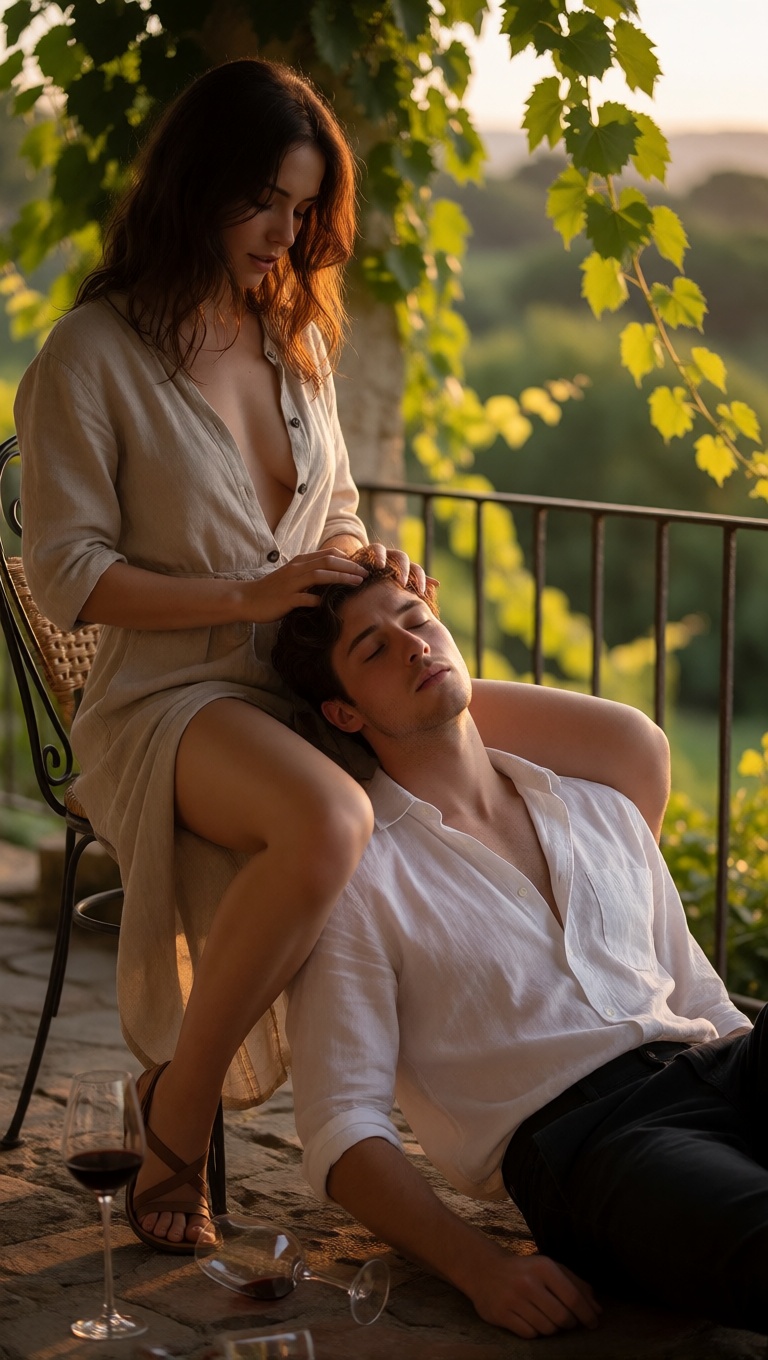 Ai art mature vineyard romance ultra realistic
