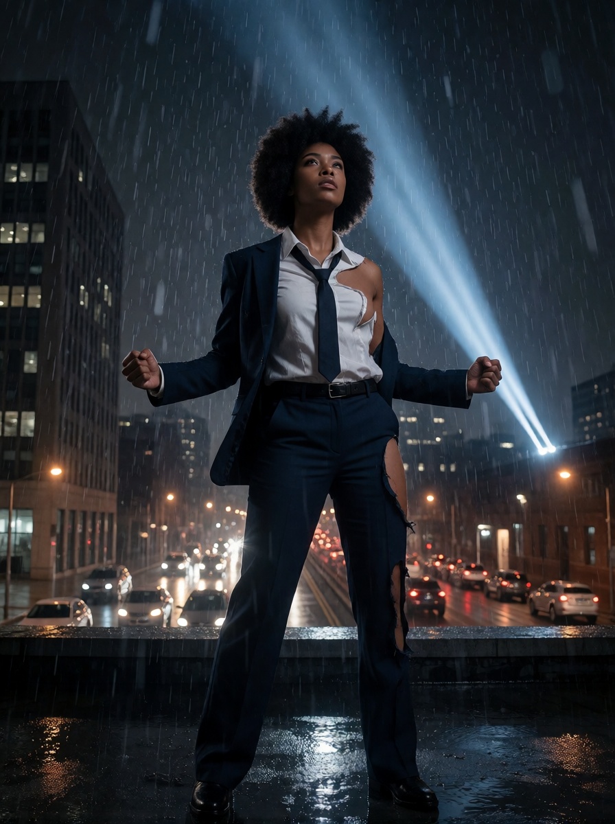 Best ai ebony nigerian heroine rainy rooftop close up