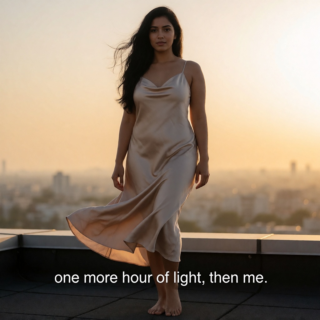Indian Woman Rooftop Golden Hour